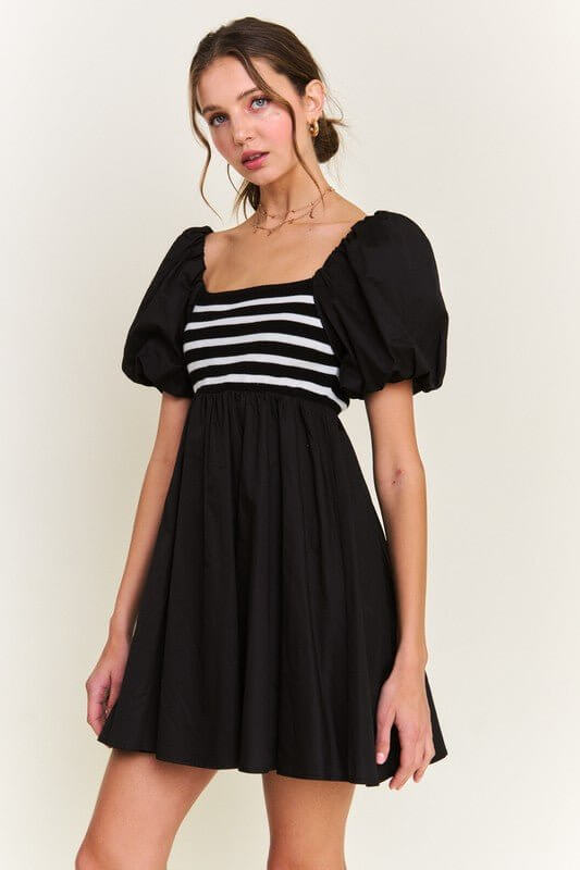 Elegant Black & White Poplin Dress - Premium Style