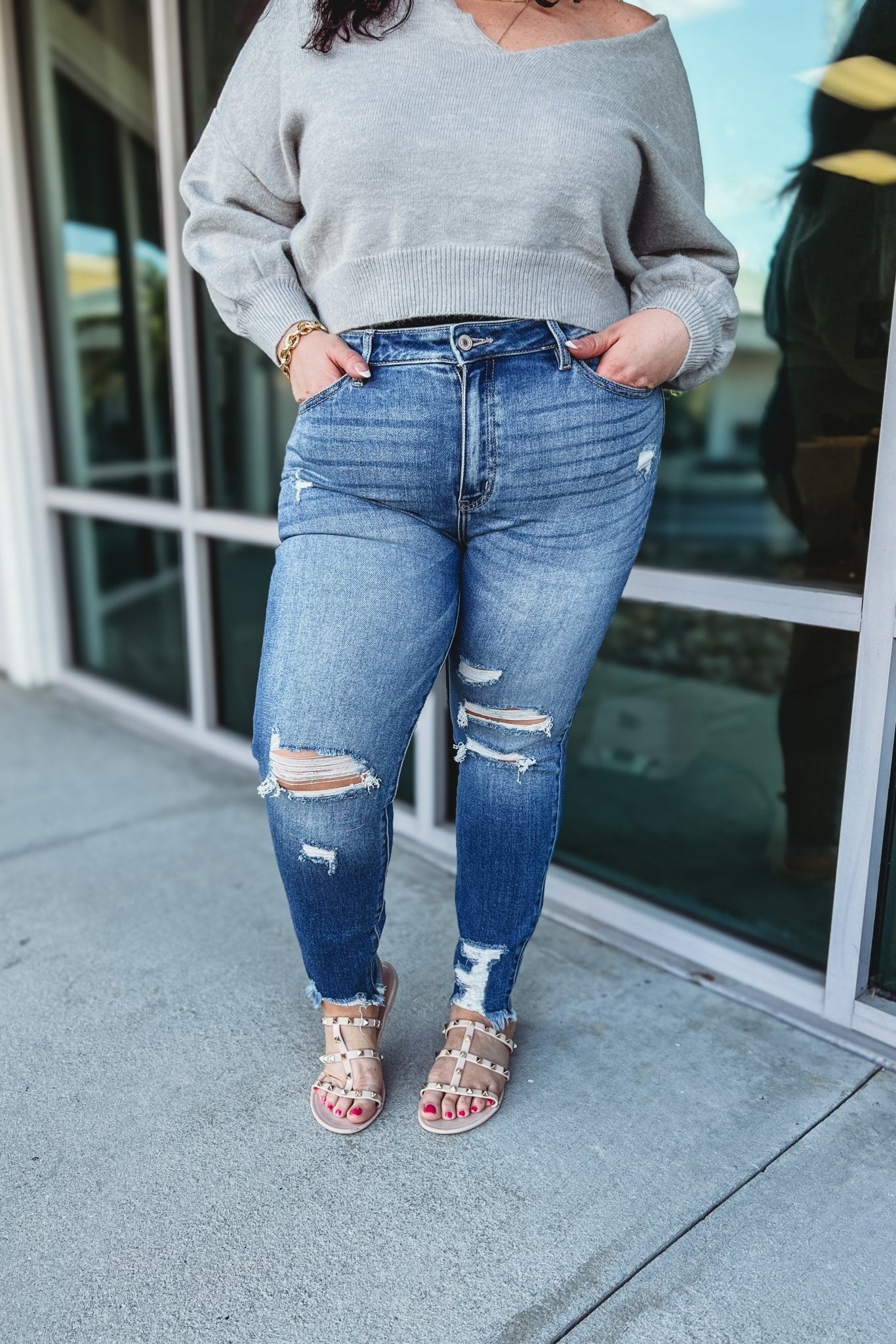 KANCAN Premium Oh Hey There Distressed Skinny Jeans