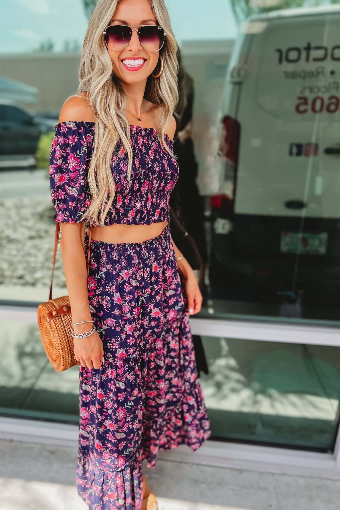 Ultimate Floral Smocked Crop Top & Skirt Set - 2 Stylish Colors