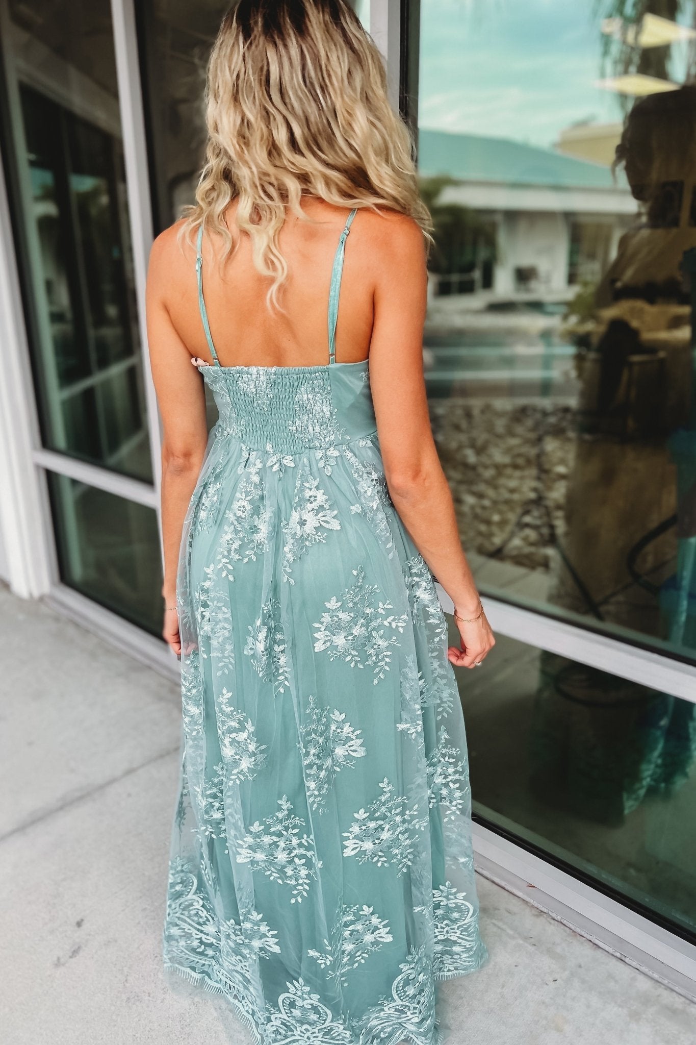 Ultimate Freedom Teal Smocked Back Maxi Dress