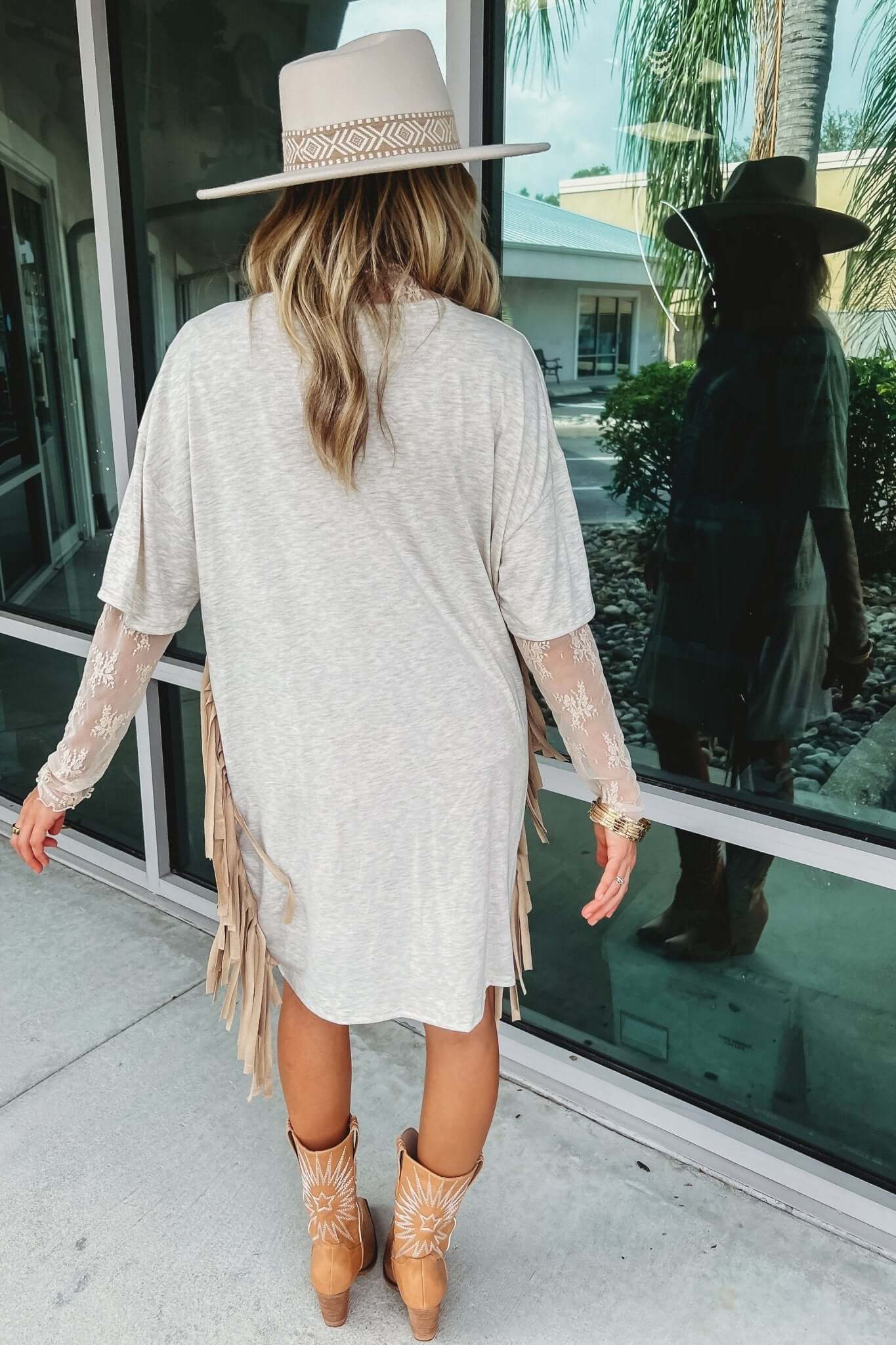 Premium Western Fringed Shirt Dress - Nashville Style