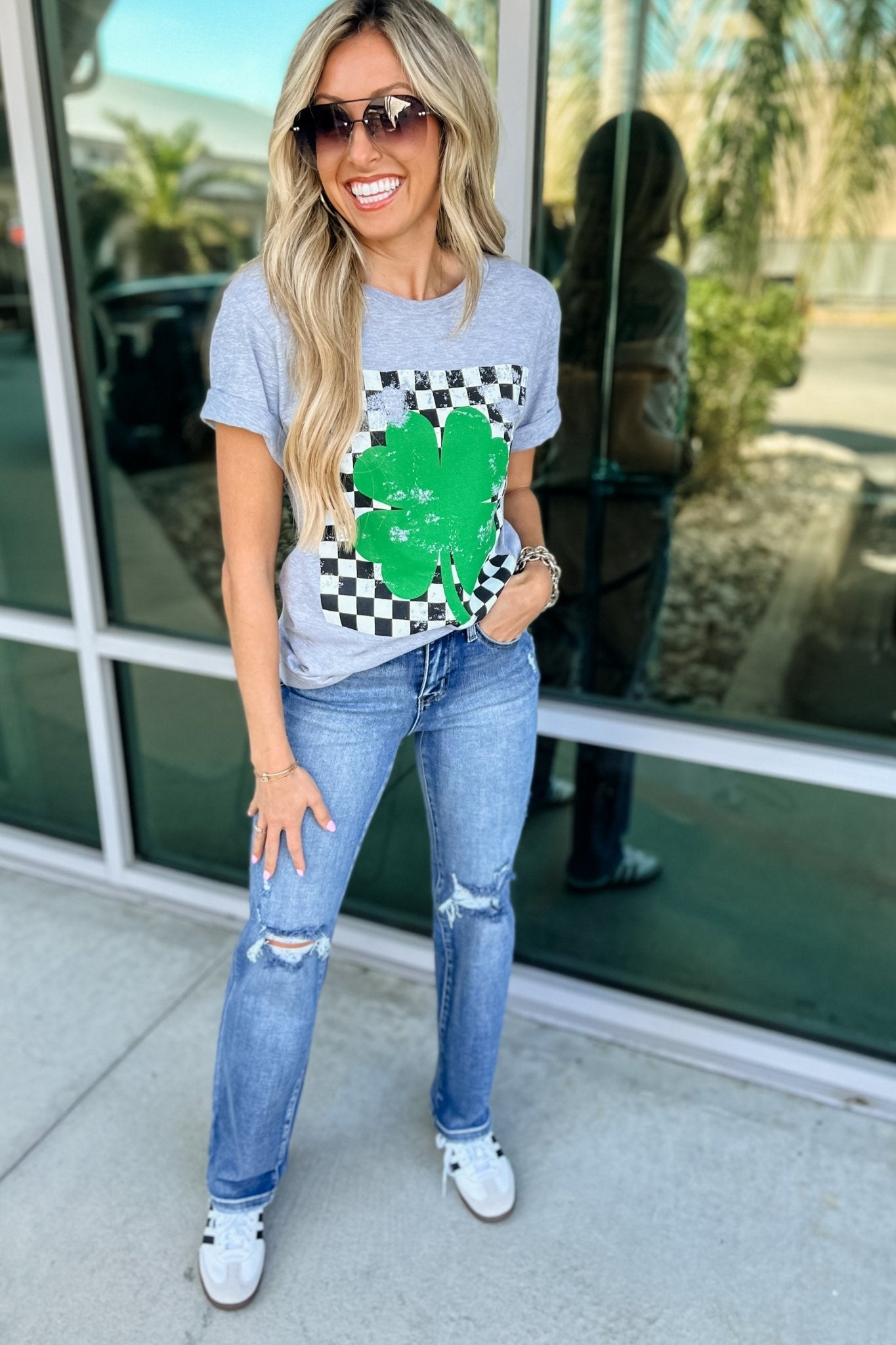 Premium Checkered Shamrock Graphic Tee - Ultimate Style & Comfort