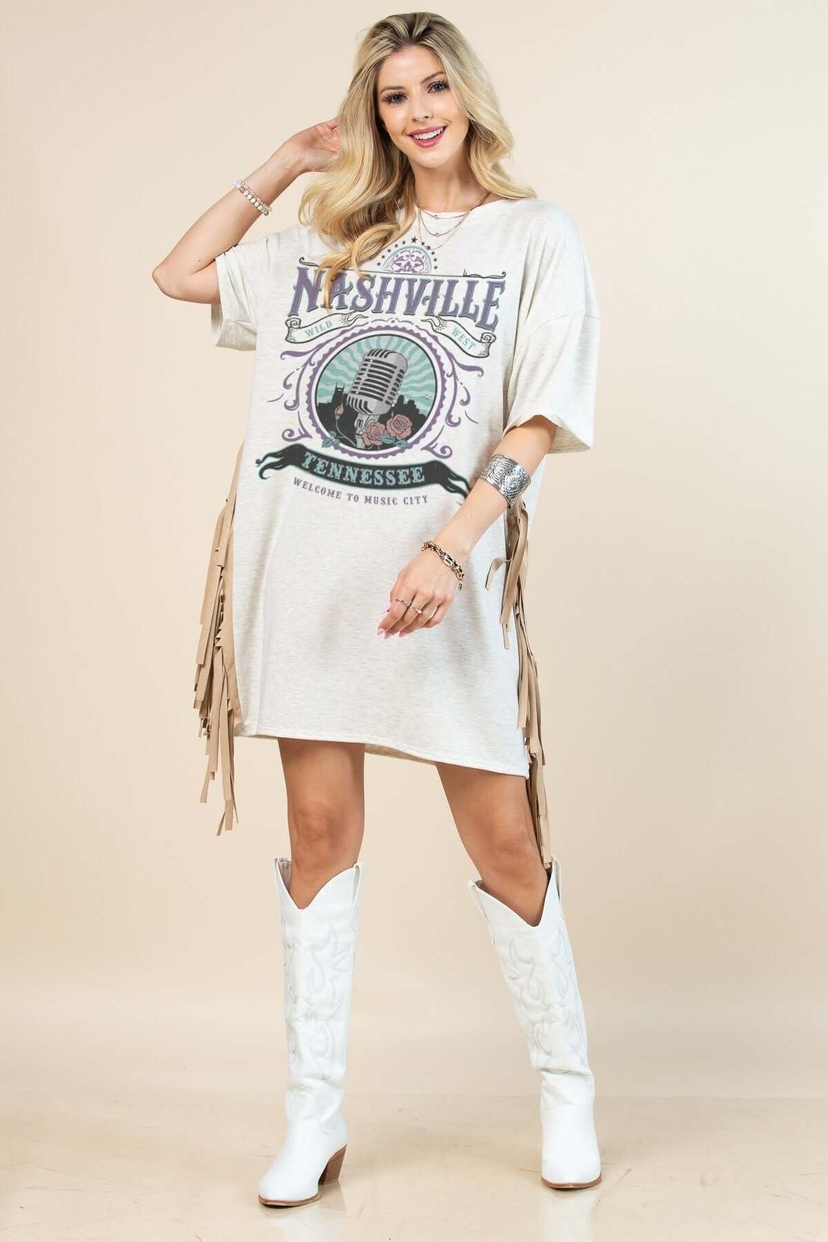 Premium Western Fringed Shirt Dress - Nashville Style