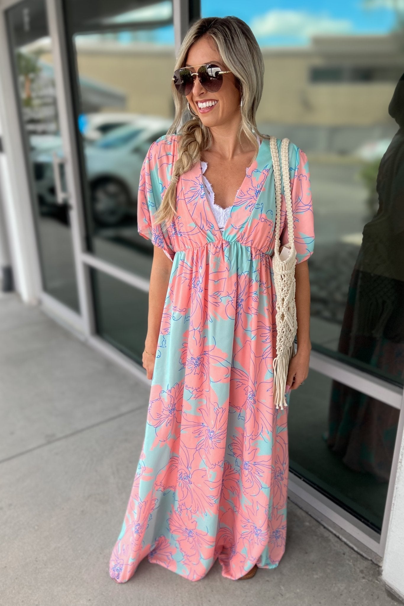 Premium Tropical Breeze Aqua Maxi Dress - Ultimate Summer Style