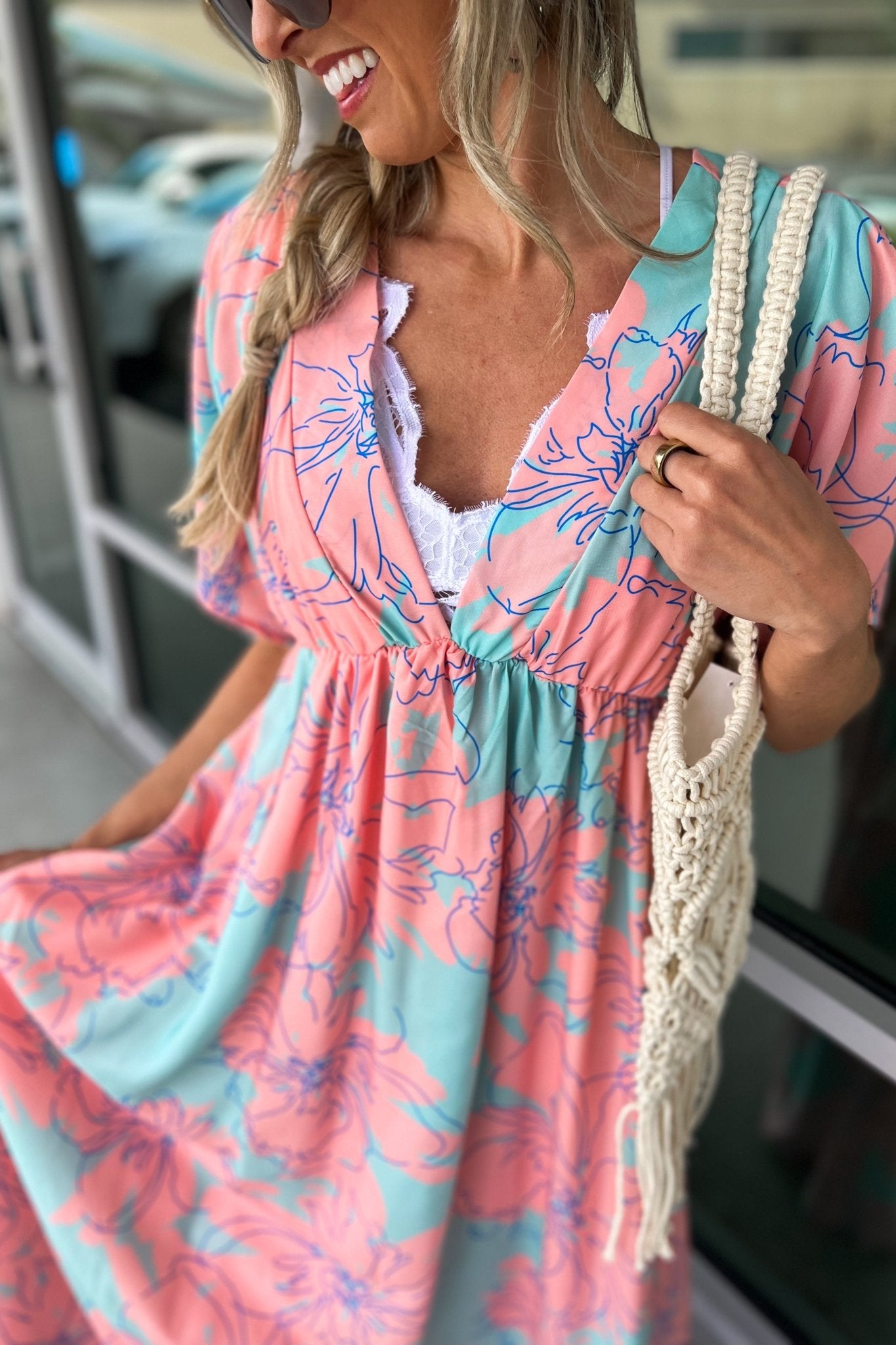 Premium Tropical Breeze Aqua Maxi Dress - Ultimate Summer Style