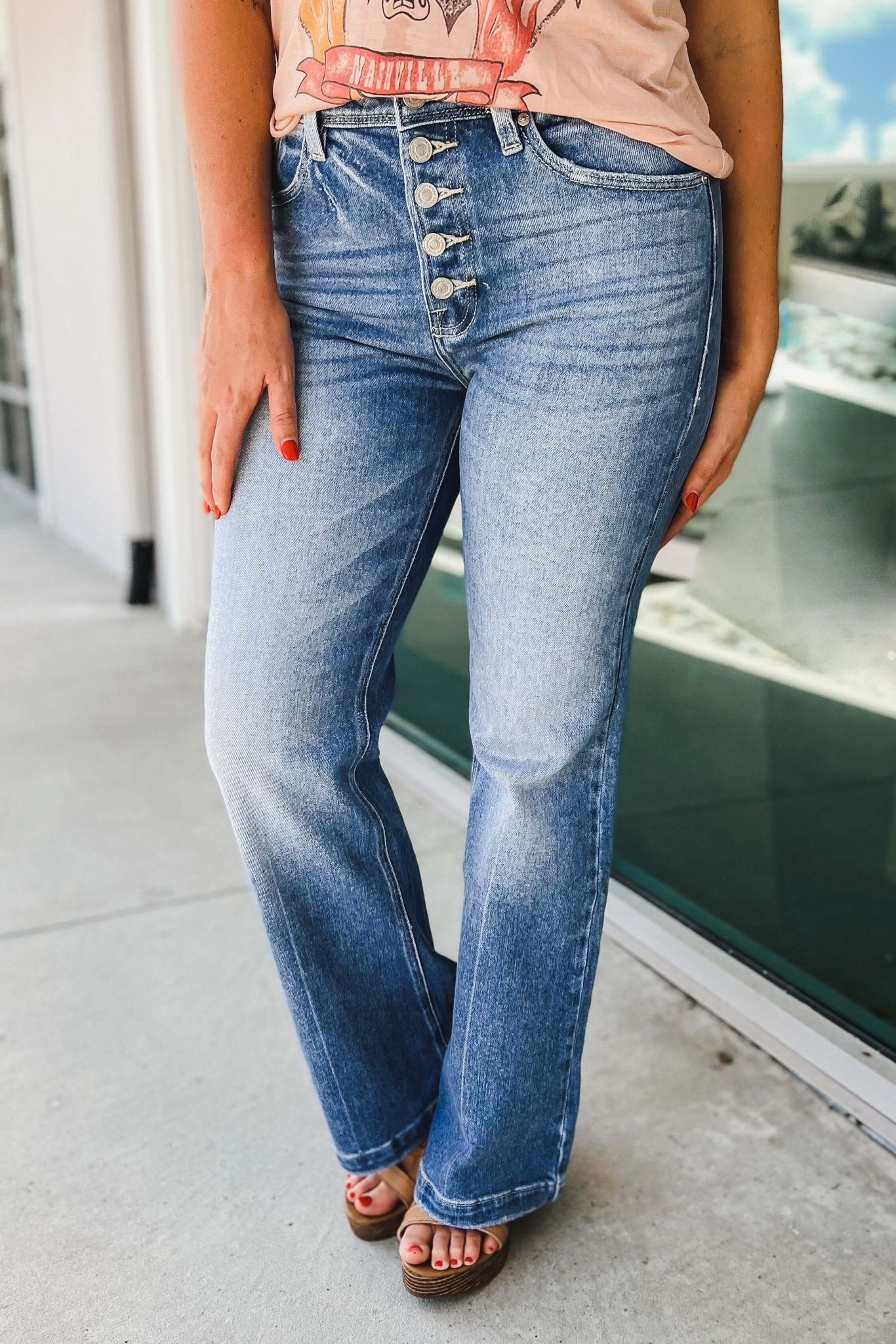 Premium KANCAN Roxy Ultra High Rise Button Fly Flare Jeans - Upgrade Your Style