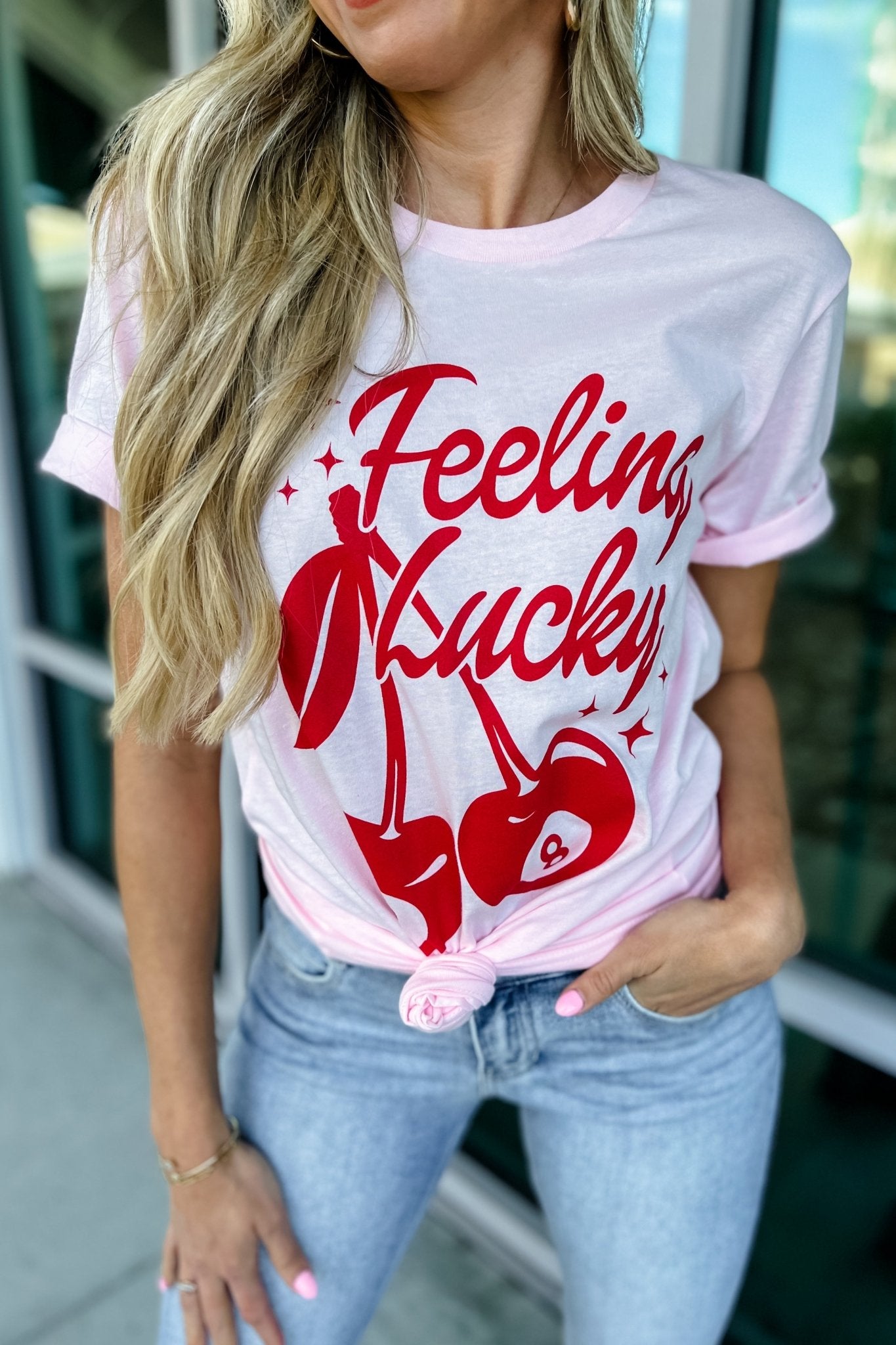 Premium Feeling Lucky Cherries Graphic Tee - Vintage Style