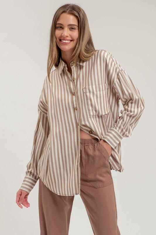 Premium Wish on a Star Striped Button-Up Shirt | 2 Stylish Colors