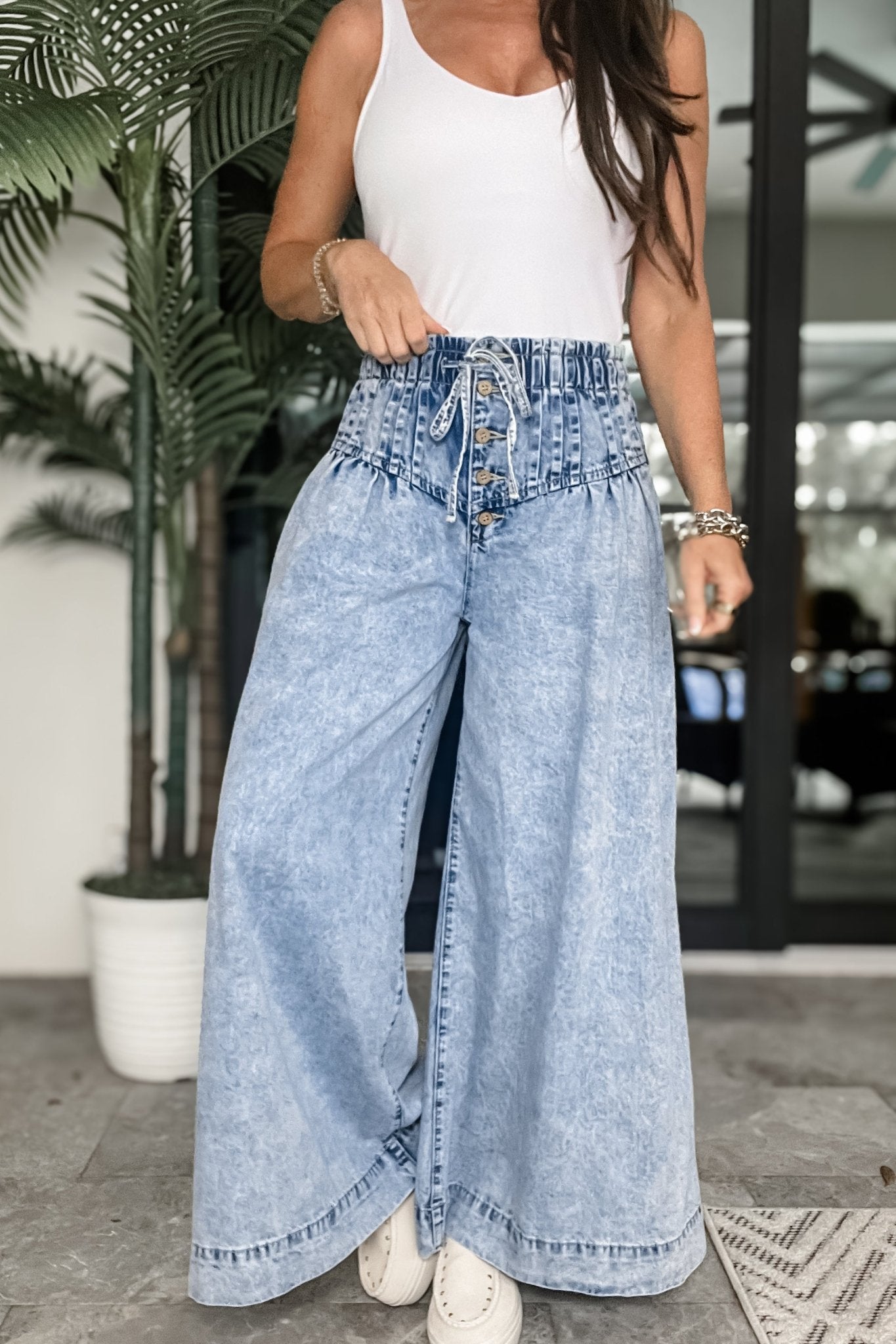 Ultimate Vintage Wide Leg Denim Pants - Premium Mineral Washed Style