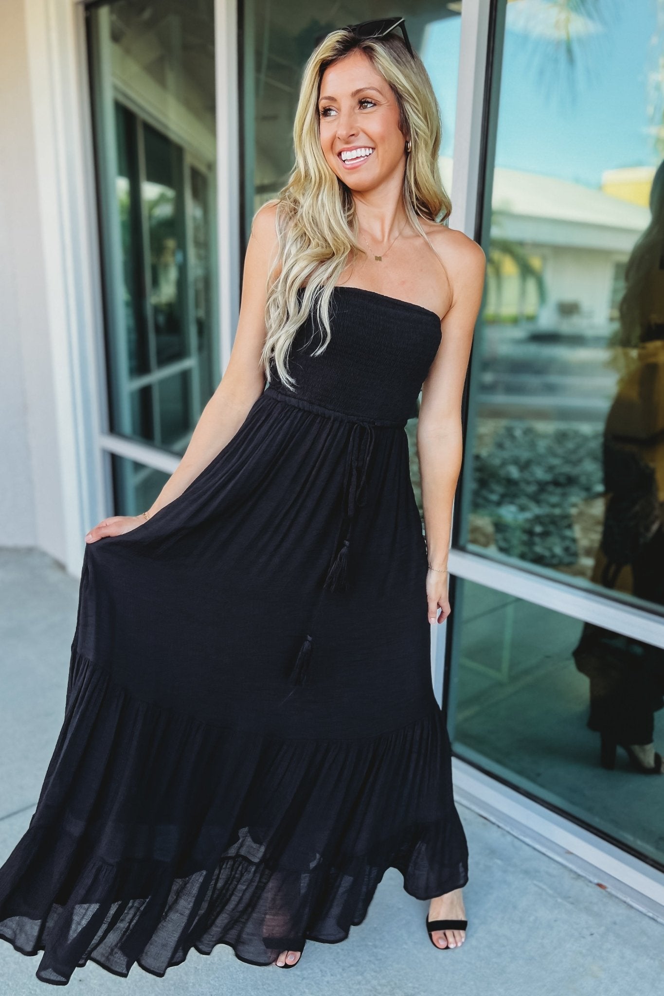 Ultimate Black Strapless Maxi Dress - Size L | Premium Fit & Style