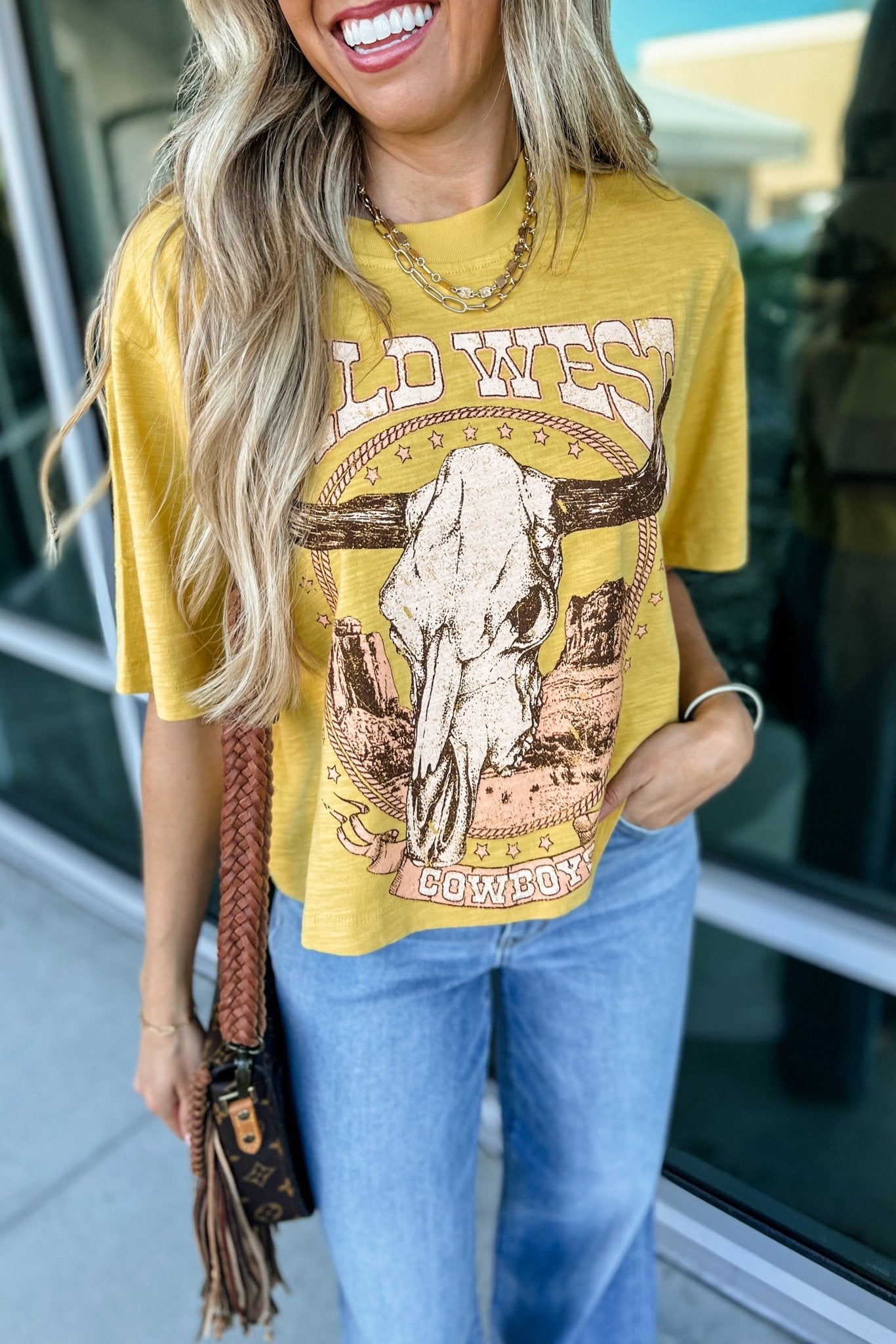 Ultimate Wild West Longhorn Graphic Crop Tee