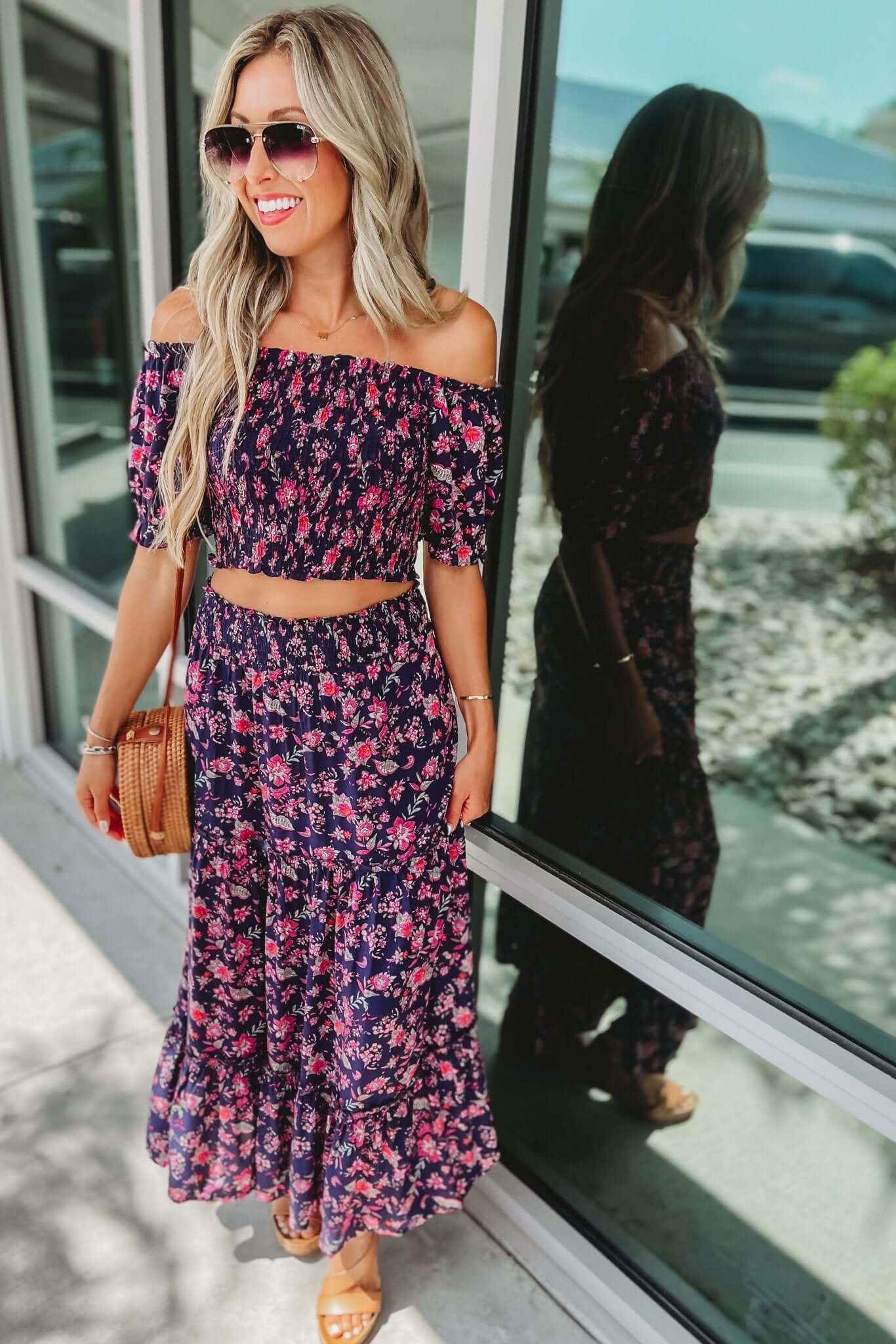 Ultimate Floral Smocked Crop Top & Skirt Set - 2 Stylish Colors