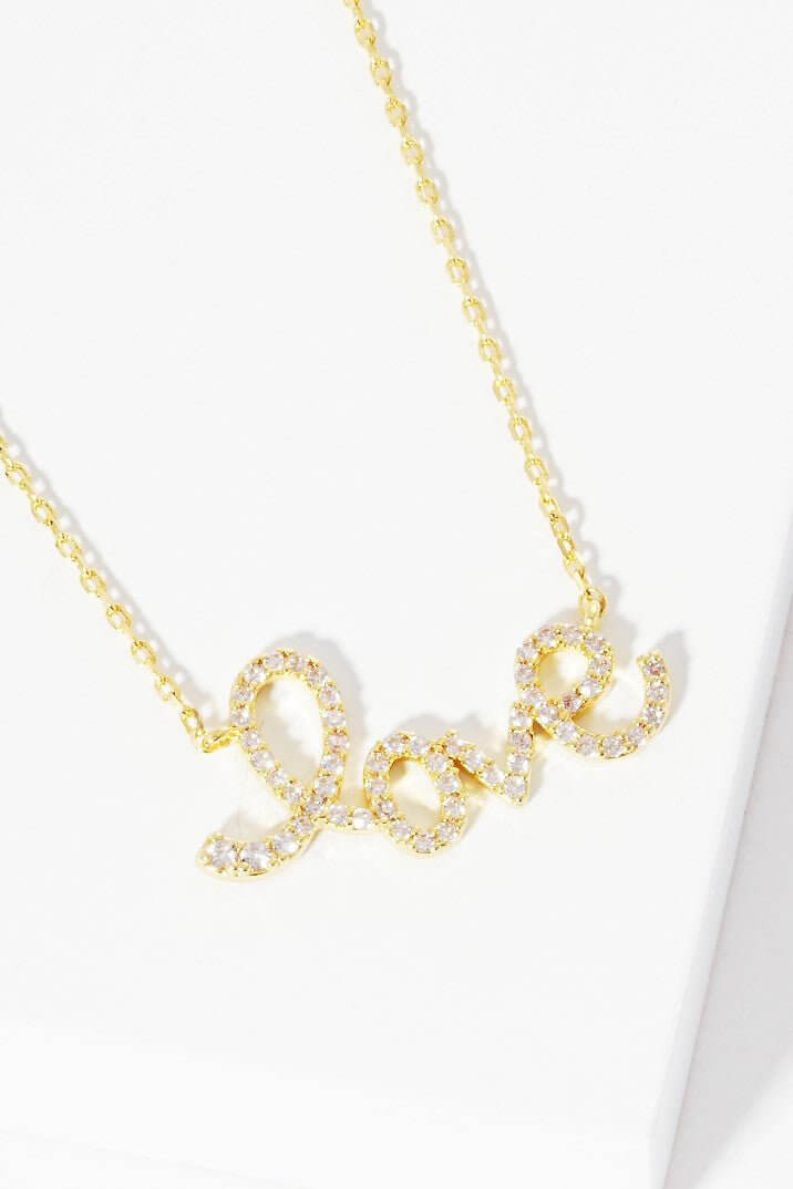 Premium Love Pave Rhinestone Necklace - Elegant & Versatile